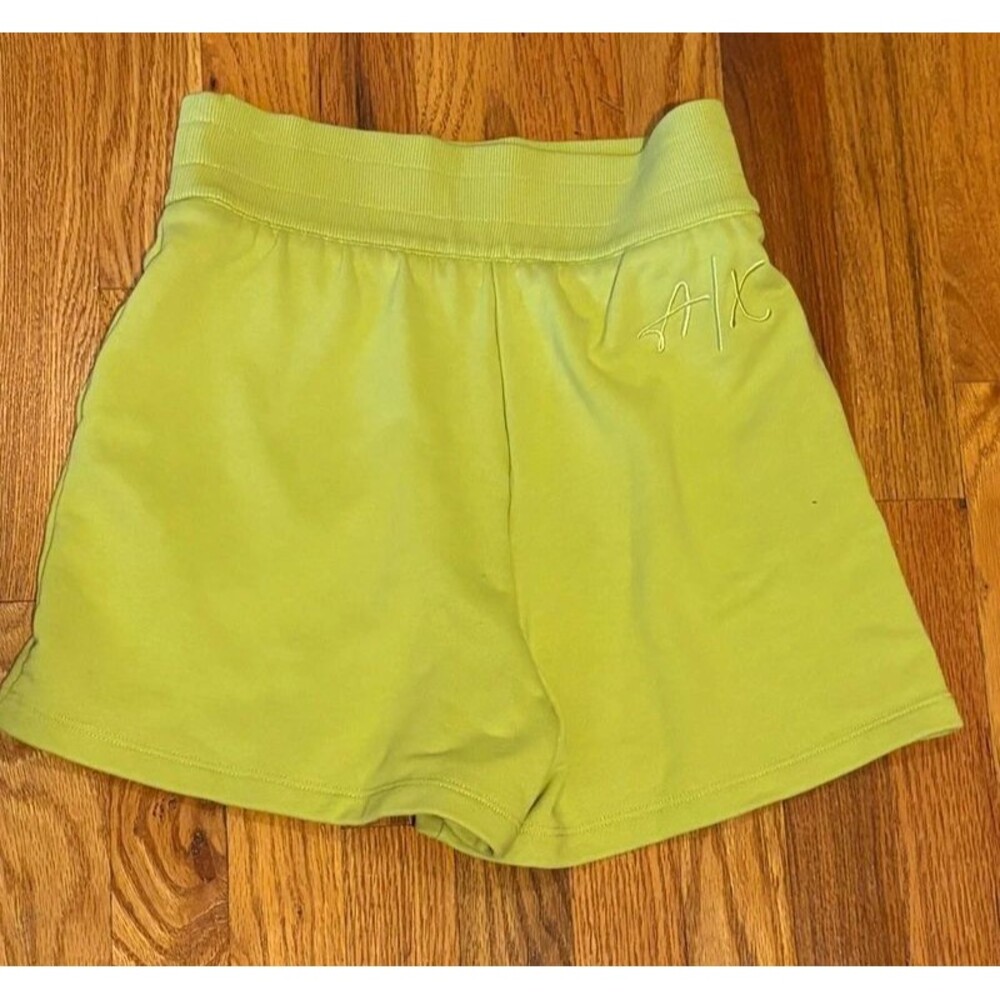 Women’s EUC Armani Exchange French terry shorts green logo